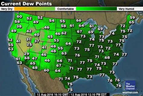 Dew Point Forecast Map .